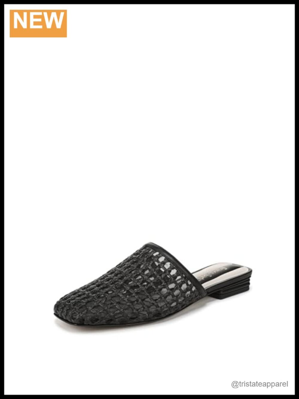 Franco Sarto Toba Woven Leather Slip On Mule Block Heel Square Toe Casual Shoes